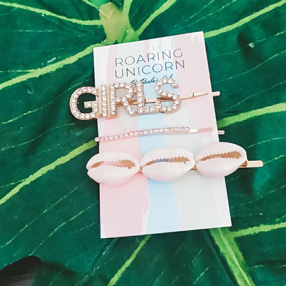 3/$30 GIRLS 3pc gold Bobby pin set